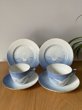 Vintage Midcentury Bing and Grondahl Danish Tea Cup Set Seagull Series 6 Pieces